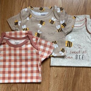Gerber Bee and Checkered Baby Onesies Set